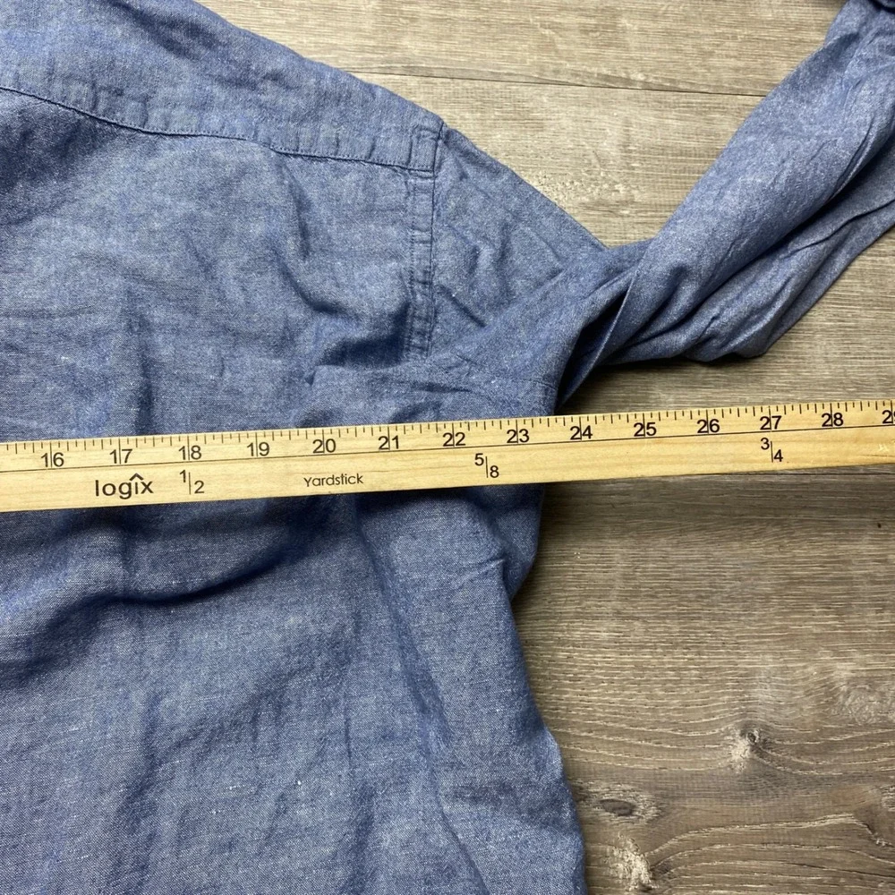Banana Republic Shirt Linen Slim Fit Mens XL Blue Long Sleeve Button Down